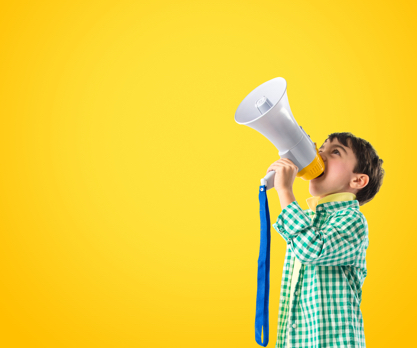 Boy Shouting into a Megaphone