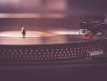 Closeup of a Stylus on a Vinyl Record